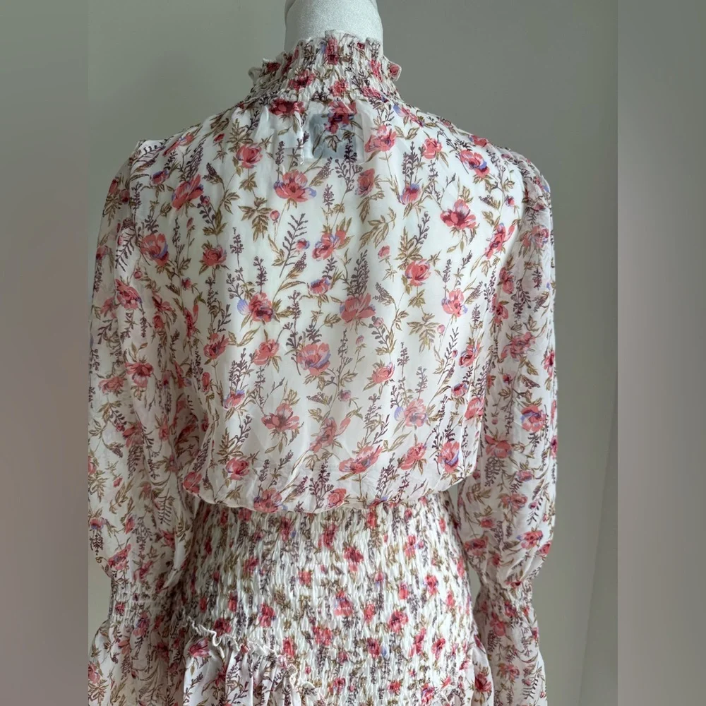 Princess Polly Floral Smocked Ruffle Layered Skirt Long Sleeve Dress ~ Size 2 - Picture 8 of 14